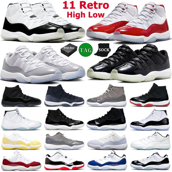 

shoes basketball 11 retro men women 11s cherry cool cement grey jubilee 25th anniversary dmp midnight navy low 72-10 yellow snakeskin mens t, White;red