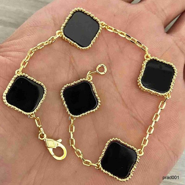 

designer bracelet luxury 4 four leaf clover charm elegant fashion 18k gold agate shell mother of pearl couple holiday special counter linka0, Golden;silver
