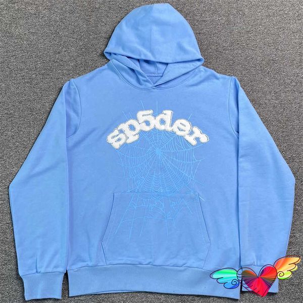 

men's hoodies fashion sp5der 555555 sweatshirts designer 2023 blue hoodie and men women1 hip-hop young bandit spider world wide s loose, Black