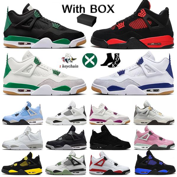 

basketball shoes 4 with box sb x pine green sapphire balck cat seafoam white oreo red thuder cement university blue pink 4s men women jorde4