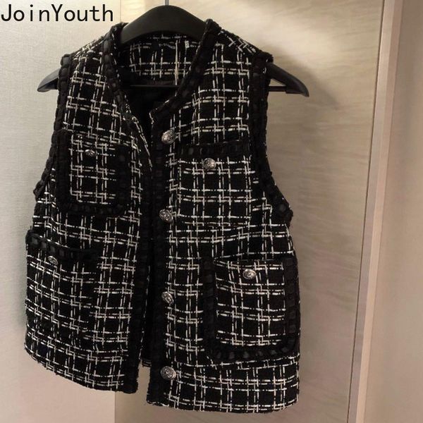 

women's vests temperature vest women's unique tweed sleeveless tank ropa mujer korean vintage fashion plain loose vest 27j388 2304, Black;white