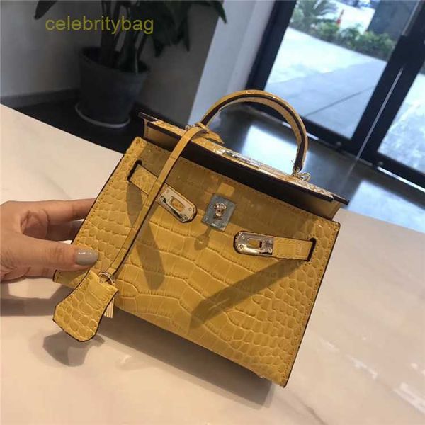 

designer kelys handbags hemrres generation crocodile second mini small square bag handheld one shoulder crossbody fashion simple style has l