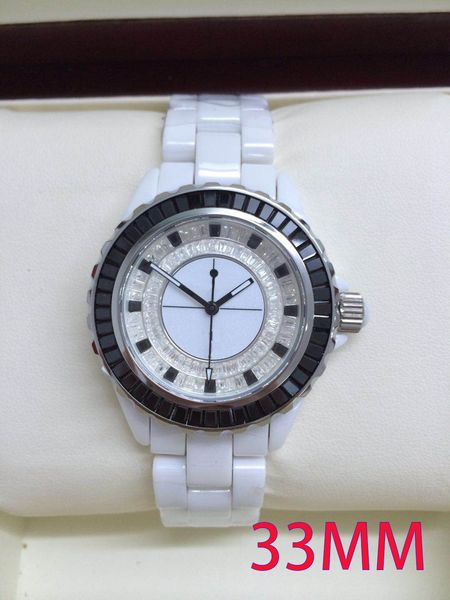 

white black genuine ceramic watches quartz men women 33mm 38mm fashion business wristwatch101, Slivery;brown