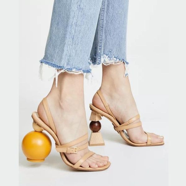 

sandals unique strange high heel women band ankle strap design summer runway shoes woman 230407, Black
