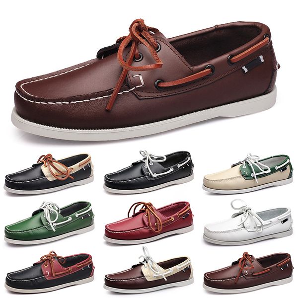 

casual shoes men white leisures silvers taupe dlives brown grey reds green walking low soft multi leather mens sneaker outdoor trainers, Black