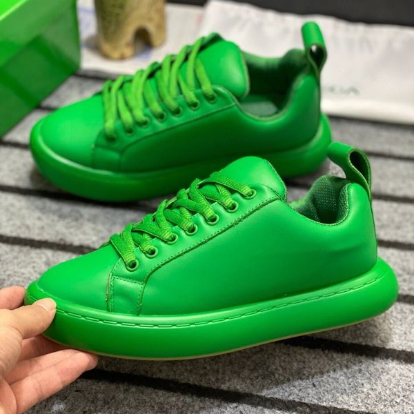 

2023 bottegas platform mens casual shoes black white green flat leather height increasing men women sports sneakers with box 36-45