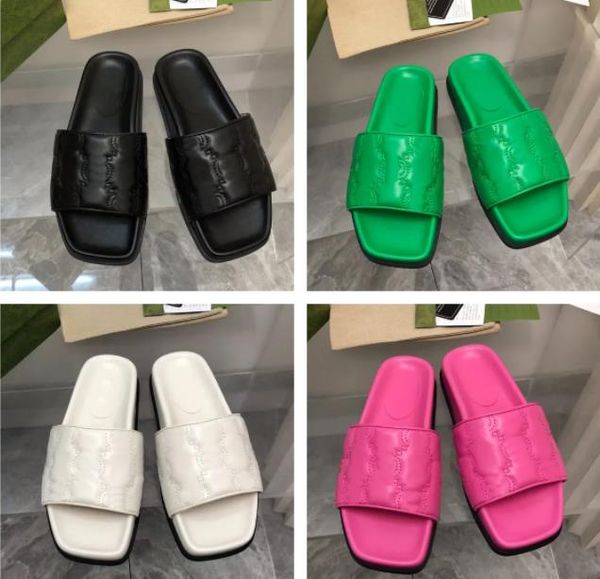 

designer women 3d embroidery style slippers sandal sliders macaron thick bottom letter non slip soft bottom luxury fashion g house flat slip, Black