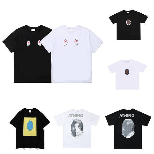 

2023 new designer summer men's t-shirt combed cotton casual short sleeve tide brand ape man head blue and yellow color contrast letter, White;black