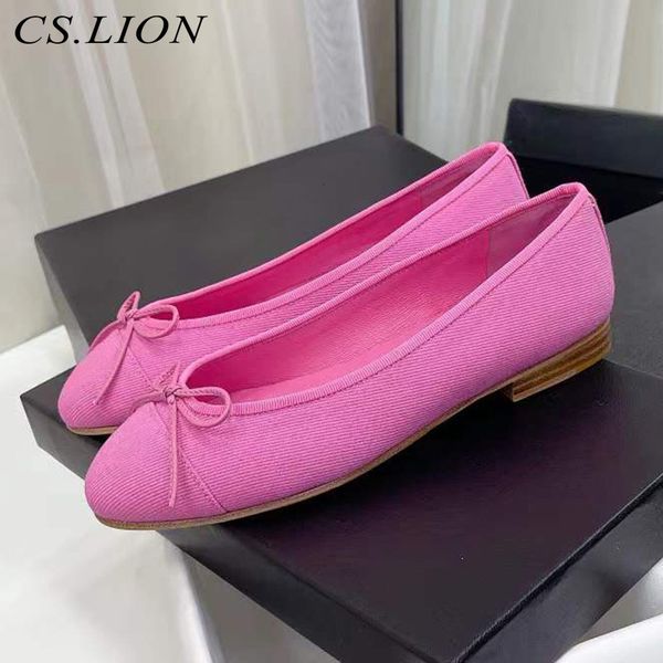 

sandals classic style round toe ballet flat shoes women butterflyknot sweet single small fragrance comfortable summer 230407, Black