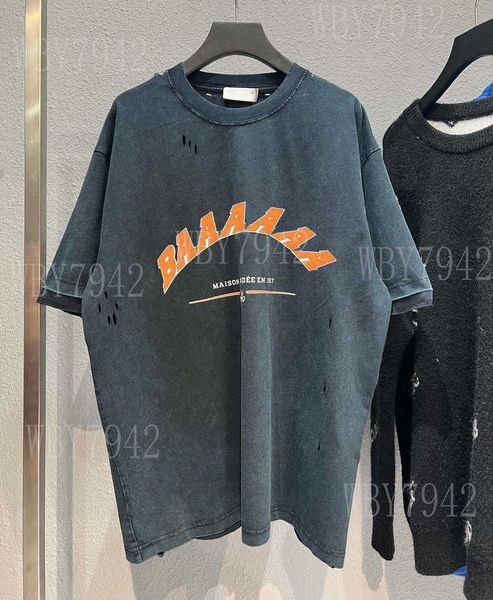

polar balencigas men's plus tees polos round style t-shirt plus size neck embroidered and printed summer wear with street pure cotton, Black;brown