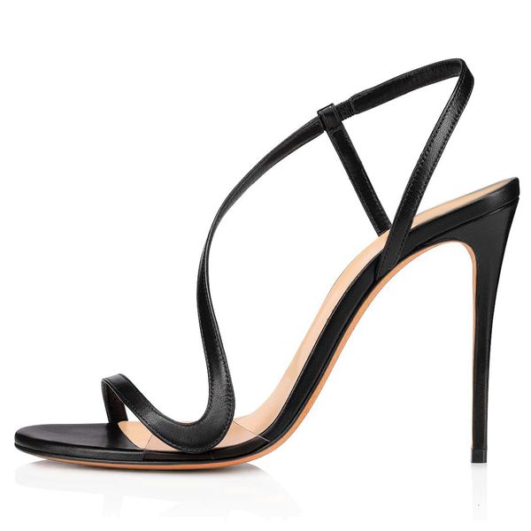 

sandals fashion black nude leather slip on summer sandal shoes thin high heel strappy stiletto heels female party 230408