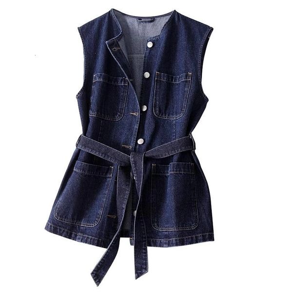 

women's vests spring and autumn women's denim vest solid sleeveless vest denim jacket medium length jacket women's denim vest, Black;white