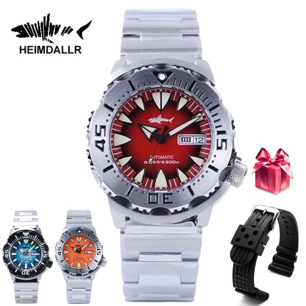 

wristwatches heimdallr monster v2 frost automatic watch men nh36a men s mechanical sapphire glass 62mas black pvd luminous diving 200m 23040, Slivery;brown