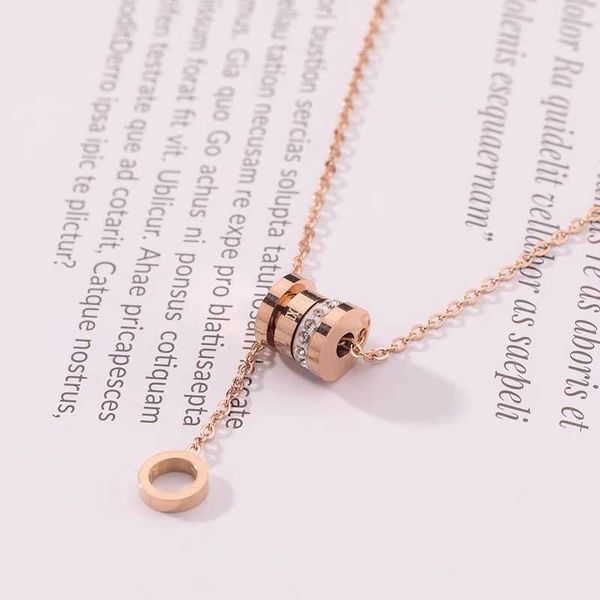 

steel korean version roman small waist rose gold necklace female personality rotable and colorless tassel collar chain, Silver