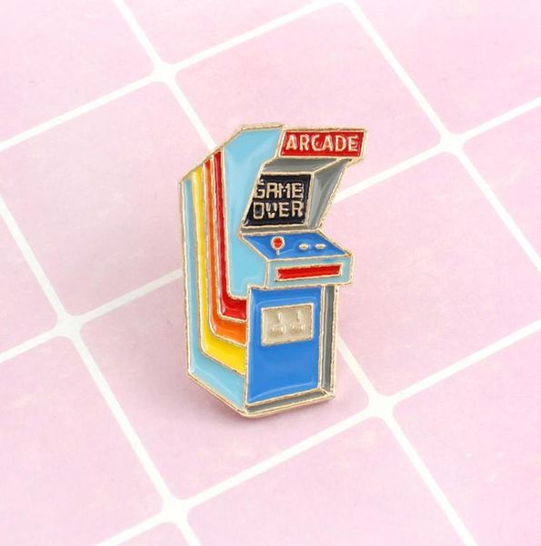

game console quotarcard game overquot special pins cartoon ornament brooch video play childhood lapel badge creative4700406, Gray