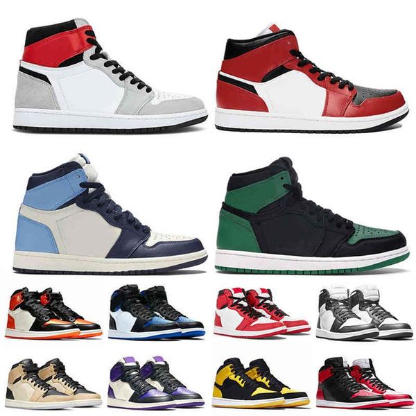 

jumpman 1 womens mens shoes 1s mid chicago black toe high og light smoke grey 1 trainers pine green obsidian sneakers217k