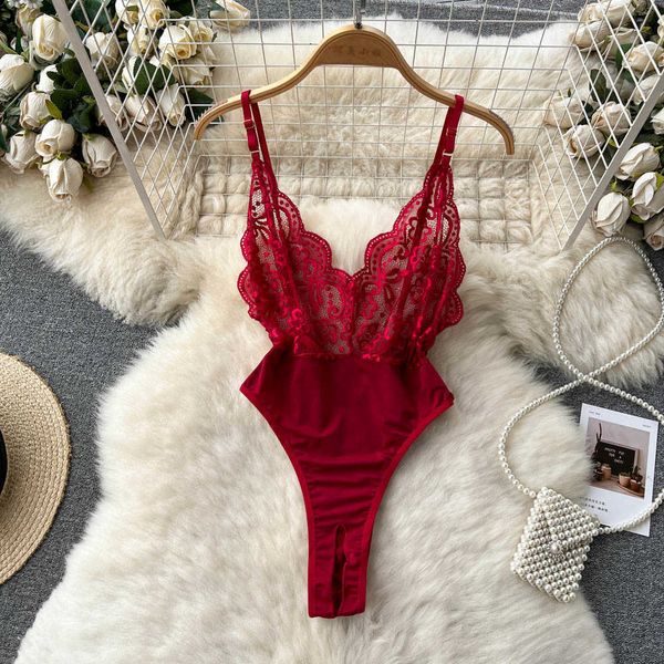 

nxy deep v neck floral lace rompers women fashion french style chic slim short playsuits ladies beach bodysuits 230328, Black;white