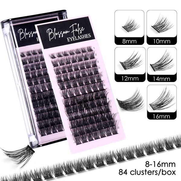

84 Clusters Grafted Eyelashes Slender & Dense Handmade Reusable Curled Segmented Fake Lashes Extensions Individual Eyelashes