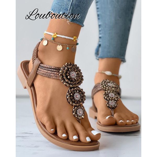 

sandals women summer sandals bohemian slip on ladies fashion shoes clip toe casual comfortbale flats resort beach females shoes 230407, Black
