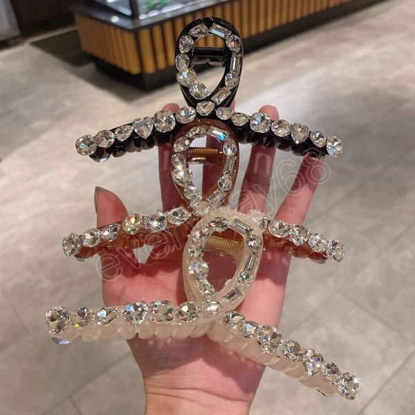 

13cm high-grade rhinestone shiny hair claws clamps fashion hair accessories women back head clip boutique party girl hairpins headwear, Slivery;golden