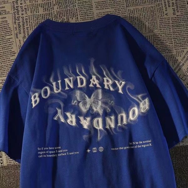 

men's t-shirts american retro klein blue butterfly short sleeve t-shirt tie ins loose street couple half sleeve graphic t shirt y2k 230, White;black