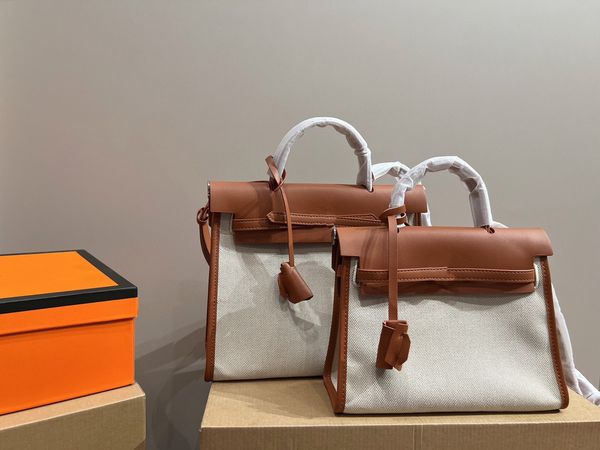 

fashion kellys totes handbag for women large capacity classic metal buckle leather flap bag canvas body high end silver emblem buckle logo d