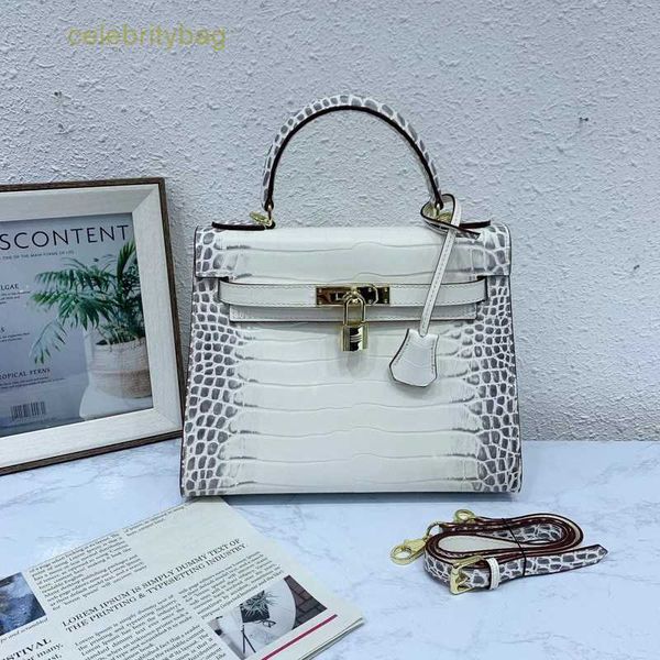 

designer kelyss handbags hemrres pattern h25cm 28cm crocodile leather women's trend versatile one shoulder diagonal cow hand has logo 8