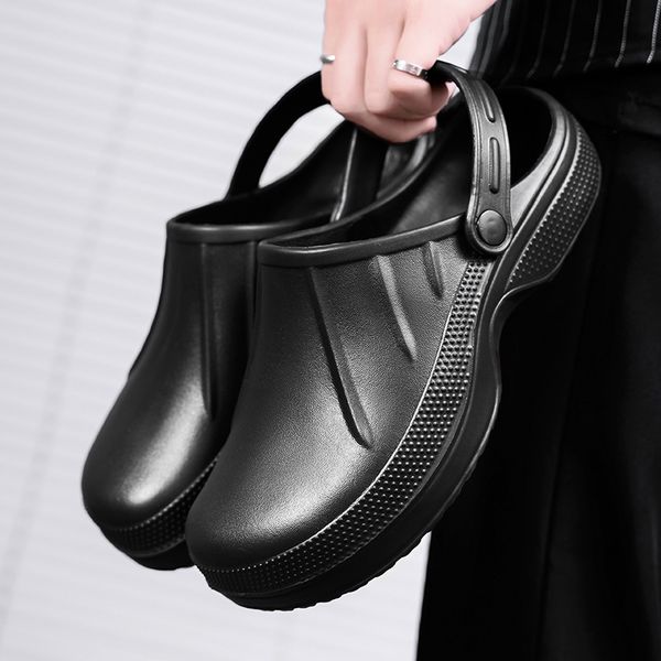 

sandals 4 seasons outdoor eva women men chef shoes nurse doctor garden fashion clogs luxery waterproof 45 230407, Black