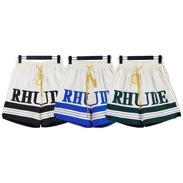 

rhude breathable mesh shorts nylon tennis knee length short pants sportswear jogging basketball pant men women plus size fitness running tra, White;black
