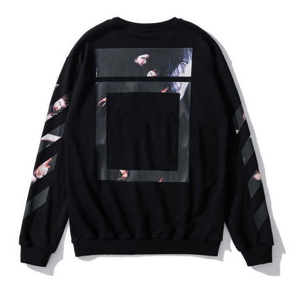 

fashion offs men's luxury sweatshirts brand pullover shirts hoodies designers women sweater men arrow cross letter print hoodie hip hop, Black