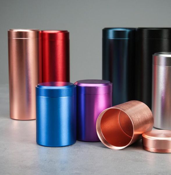 

xxl aluminum alloy tobacco cans jars storage box case tea metal jewelry stash smoking tools 8 color 45*65mm/55*92mm/45*120mm/60*120mm