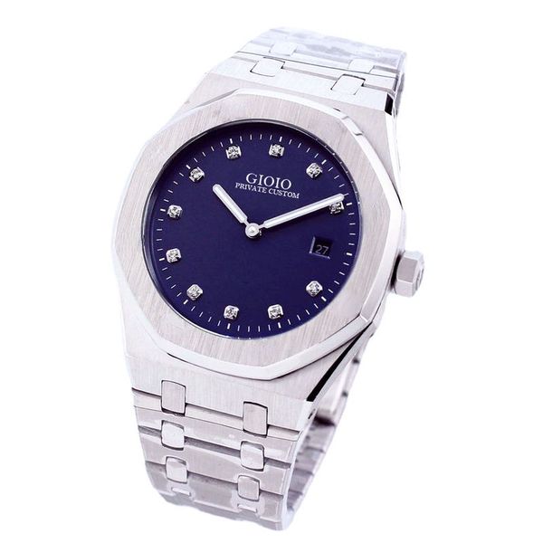 

men watch automatic mechanical daimond blue black 2 hands101, Slivery;brown