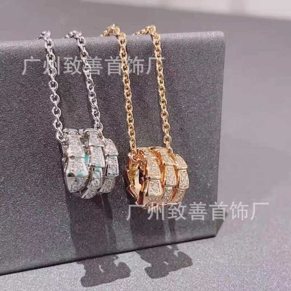 

necklaces strands strings high version baojia bone necklace women's new full diamond spirit snake pendant 18k rose gold small barbarian, Silver