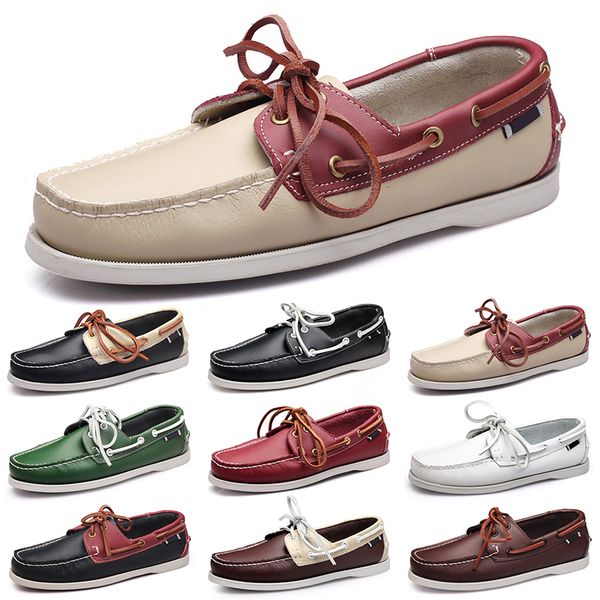 

casual shoes men whites leisure silvers taupe dlives brown grey reds green walkings low soft multi leather mens sneaker outdoor trainer, Black