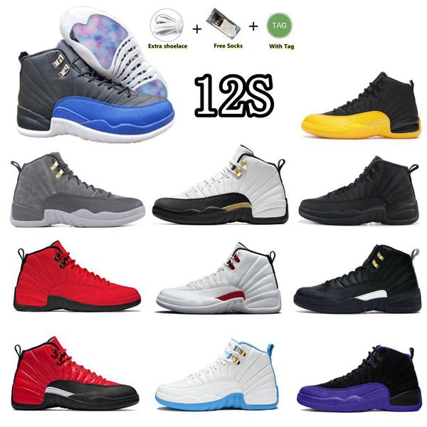 

mens 12 og basketball shoes jumpman utility 12s reverse flu game royal taxi michigan university gold indigo gamma blue twist ovo white men t