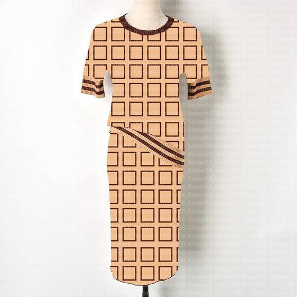 

women two piece dress knit casual dresses letter high qualiy ladies knitted tank & skirt beige colors, White
