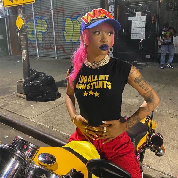 

womens tshirt vintage clothes y2k aesthetic kawaii letter print baby tees summer egirls slim crop 2000s streetwear goth short sleeve emo 23, White
