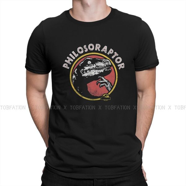 

mens tshirts philosoraptor distressed portrait tshirt for men jurassic park dinosaurs film clothing t shirt soft print fluffy creative gift, White;black