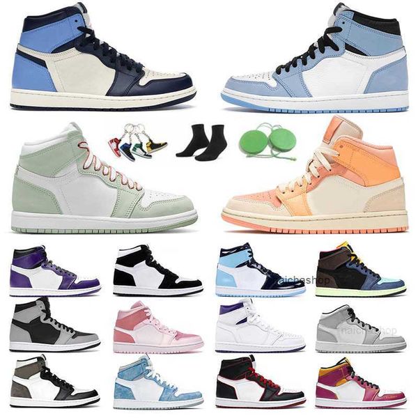 

jorden jordon men basetball jumpman 1 original arrival shoes mid university blue high og court purple bred patent light smoke grey trainers