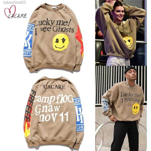 

men's hoodies hip hop lucky me i see ghosts print hoodie men women autumn winter cotton sweatshirts tour series plus size s275t, Black