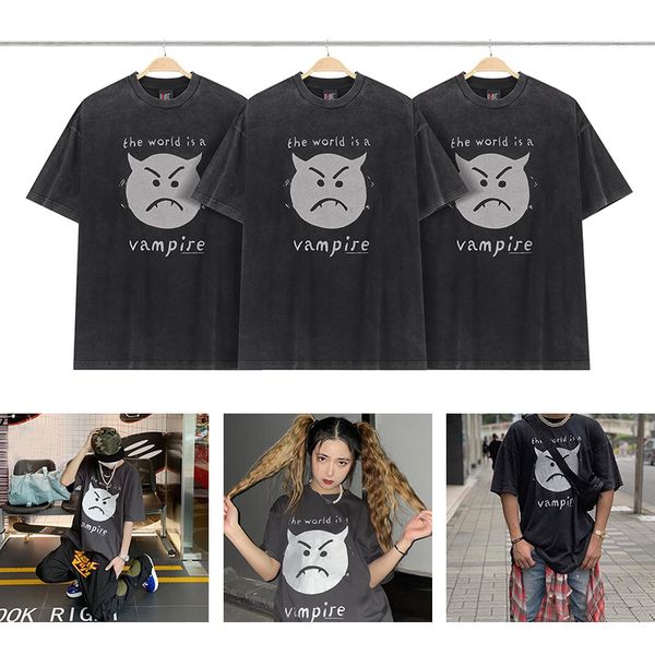 

hight street men vintage washed worn cotton black pattern letter printing men's t shirt, White;black