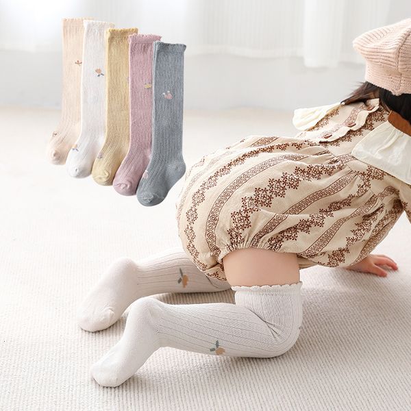 

kids socks 4 pairs of soft and cute children's knee high socks baby boys and girls' cotton breathable soft socks born baby long so, Pink;yellow