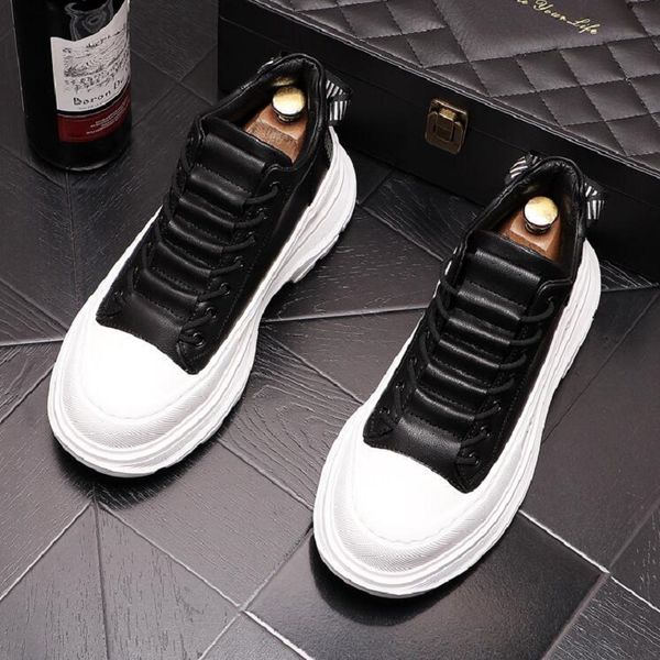 

luxury casual heighten shoes for men slip on wearable designer moccasins sneaker footwear male d2h15, Black