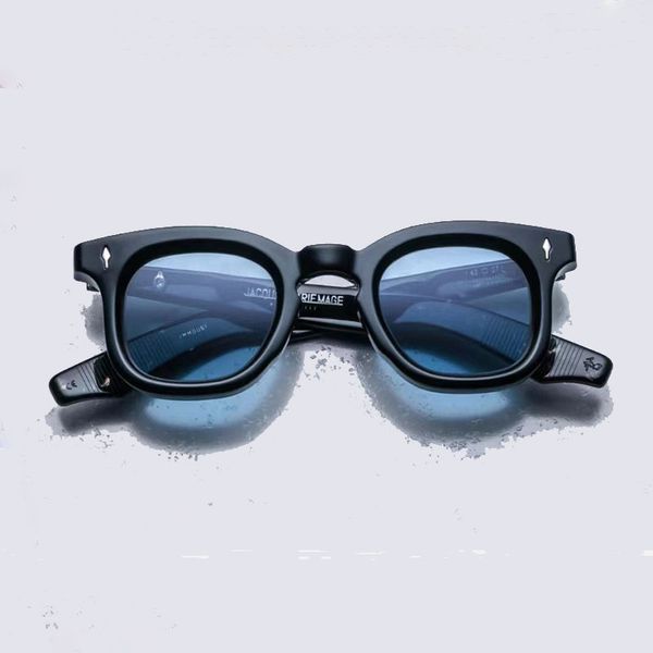 

sunglass designer chunky plate round frame jacques marie devauxi american eyewear outdoor uv protection saccoche sunglasses men and women or, White;black