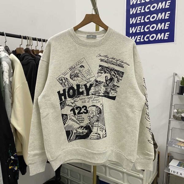 

sta x rrr123 new graffiti comic print wash vintage high street plush sweater fashion, Black
