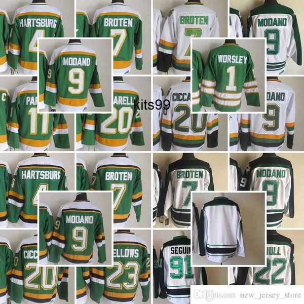 

ncaa vintage ccm retro hockey jerseys 7 neal broten 1 gump worsley 4 craig hartsburg 9 mike modano 11 parise 20 ciccarelli 22 hull 23 bellow, Black;red