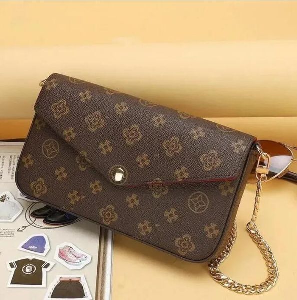 

3pcs set women shoulder bag classic luxury designer handbag bag genuine leather handbags wallets clutch tote messenger shopping purse with b