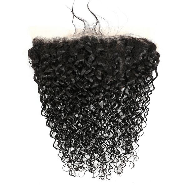 

13x4 water wave frontal human hair brazilian lace frontal closure curly deep wave lace closure human hair virgin hair closure, Black;brown