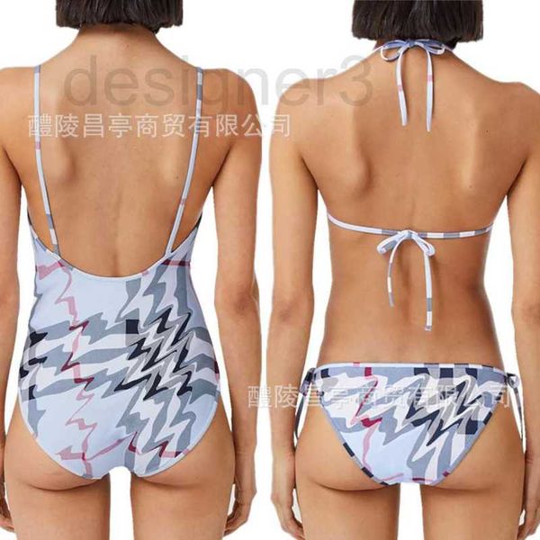 

women's plus size swimwear designer new swimsuit stripe milky white three-point backless bikini one-piece btxh, Black