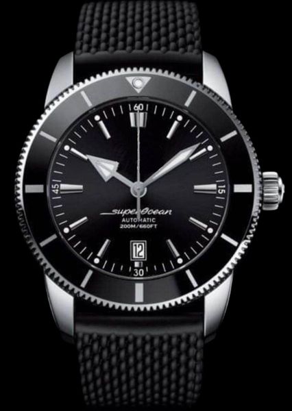 

men black automatic mechanical watch rubber101, Slivery;brown